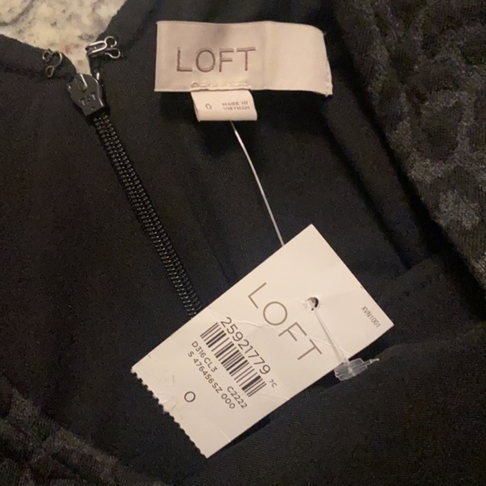 NWT Loft gray black leopard textured flare dress - Picture 14 of 14